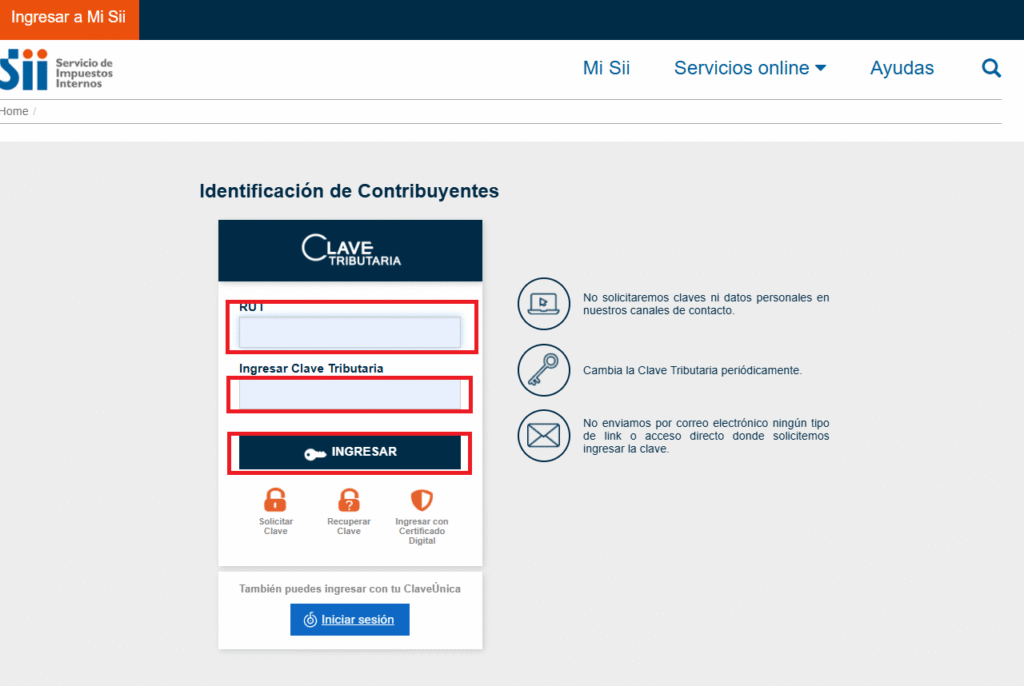 Ingreso al SII