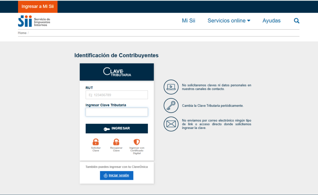 Portal de acceso SII