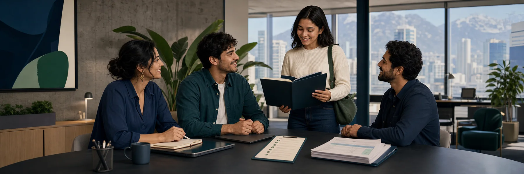 Equipo de una empresa en Chile realizando el proceso de incorporación de una nueva trabajadora